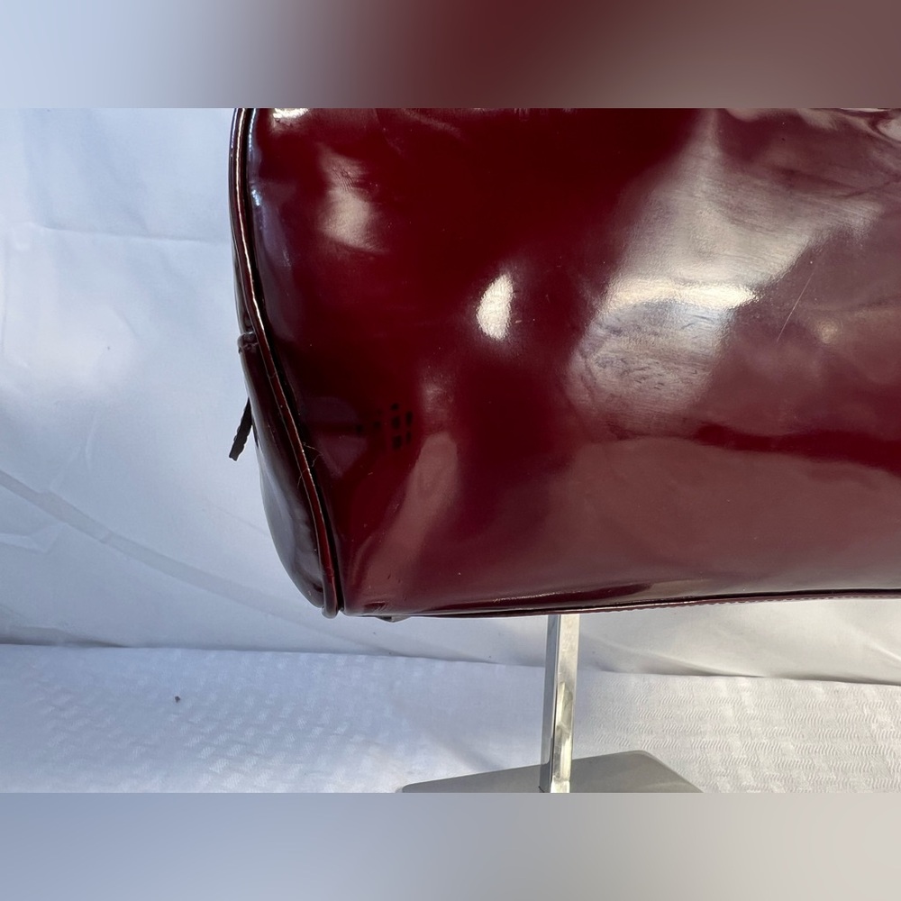 3001: Escada Y2K Burgundy Patent Leather & Suede Mini Bowler Bag Italy - Picture 11 of 16